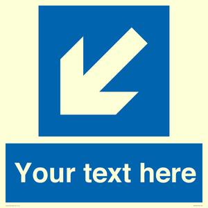 Custom Mandatory directional sign, blue arrow down and left